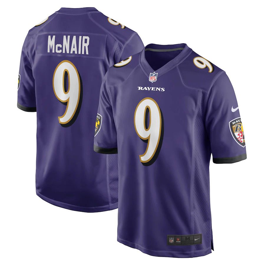 Men Baltimore Ravens 9 Steve McNair Nike Purple Game Retired Player NFL Jersey